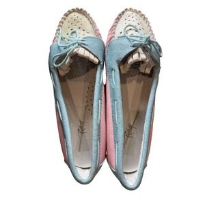 Rafferty Vintage 90s Pastel Colorblock Leather Tassel Loafers Pink Blue 7M